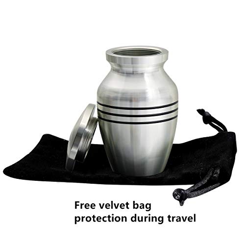 ICOKEE Small Keepsake Urn for Human Ashes or Pet Ashes, Qty 1, Hard Metal Cremation Mini Funeral Urn, with Velvet Bag - Image 5