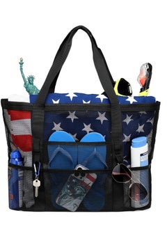 Beach Bag, Extra Large Bag for Women Travel, Mesh Tote Toys, Towel, flip flops, Black