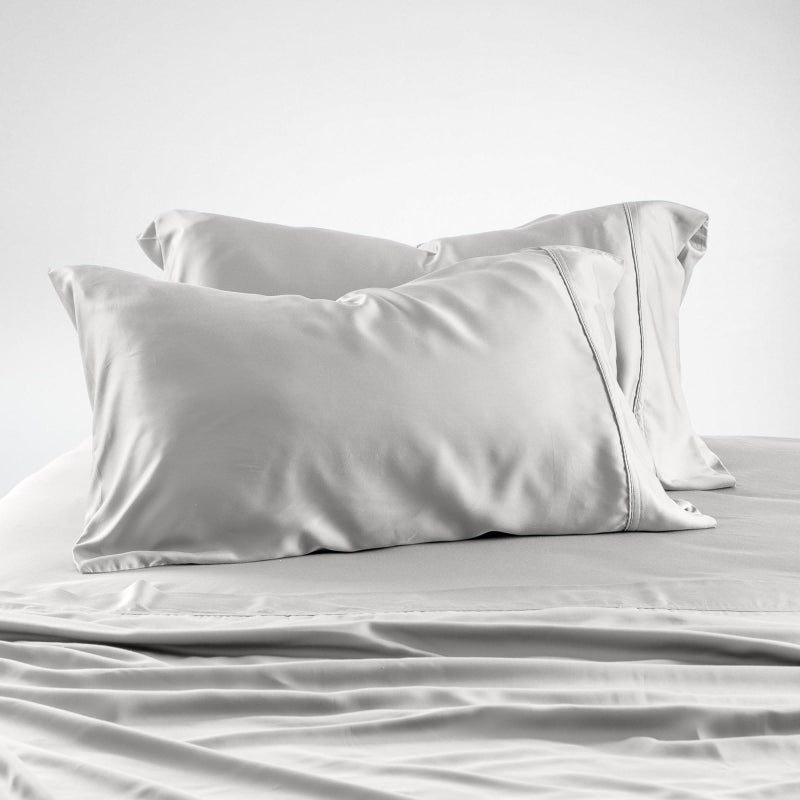 Olive  Crate Tencel Eucalyptus Pillowcases  100 Tencel Lyocell Cooling Pillow Cases for Hot Sleepers  Hypoallergenic MoistureWicking Silk Alternative Vegan  Queen Size Set of 2 Gray Mist