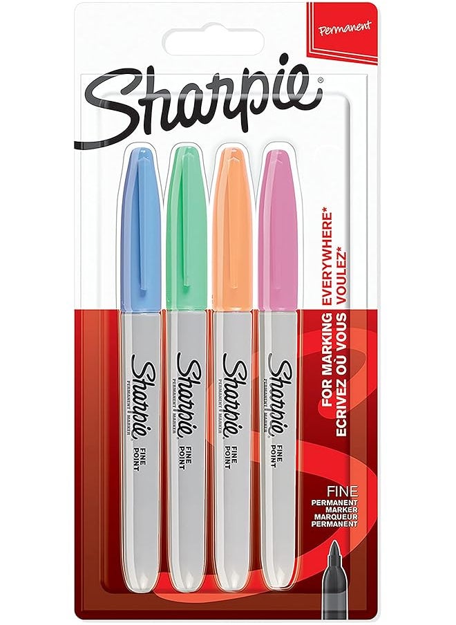 Sharpie Fine Point Permanent Marker Fine Pastel Pack Of 4  - Image 1