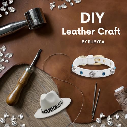 RUBYCA 600 Sets Czech White Clear Crystal Rhinestone Rapid Rivets Silver Color Metal Studs DIY LeatherCraft Kit for Clothing, Wedding, Art and Crafts with a Leather Hole Punch Tool - Image 2