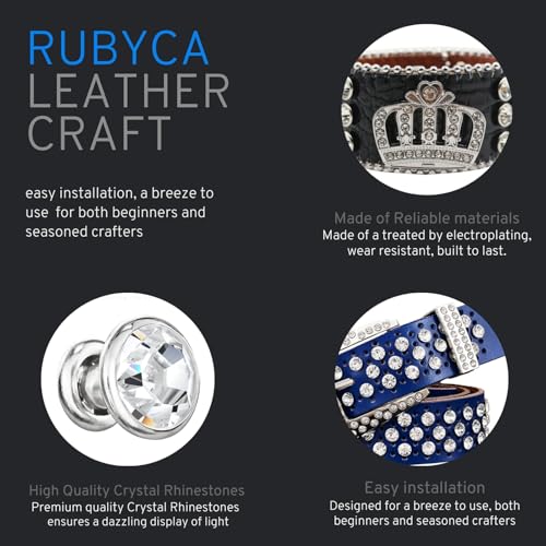 RUBYCA 600 Sets Czech White Clear Crystal Rhinestone Rapid Rivets Silver Color Metal Studs DIY LeatherCraft Kit for Clothing, Wedding, Art and Crafts with a Leather Hole Punch Tool - Image 5