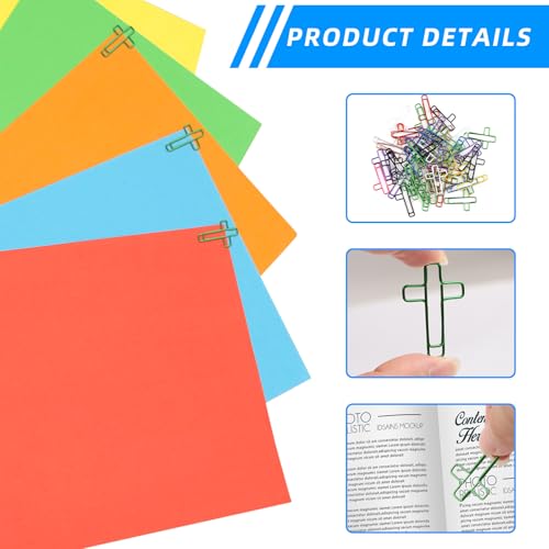 Notoke 50 PCS Multicolored Cross Paper Clips – 1.34" x 0.8" Cute Christian Journaling & Bible Paper Clips Study Supplies, Ideal for Bookmarks, Notes & Gifts - Image 3