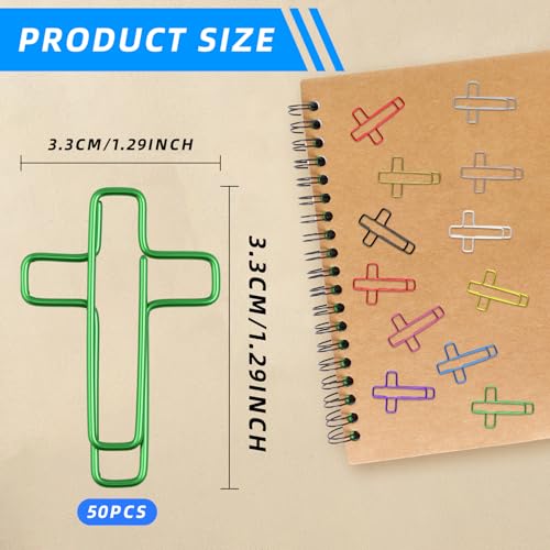 Notoke 50 PCS Multicolored Cross Paper Clips – 1.34" x 0.8" Cute Christian Journaling & Bible Paper Clips Study Supplies, Ideal for Bookmarks, Notes & Gifts - Image 2
