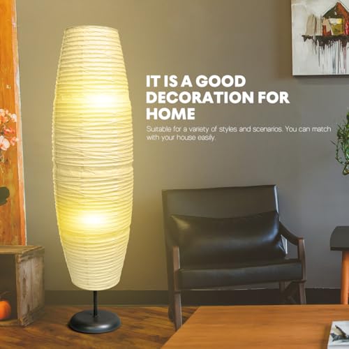 Uonlytech Paper Floor Lamp Shade Replacement, Foldable Standing Lampshade Japanese Style Paper Floor Light Cover Accessories for Bedroom Floor Light, White - Image 4