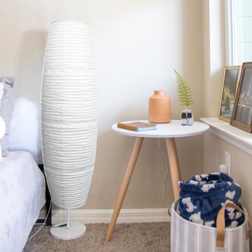 Uonlytech Paper Floor Lamp Shade Replacement, Foldable Standing Lampshade Japanese Style Paper Floor Light Cover Accessories for Bedroom Floor Light, White - Image 5