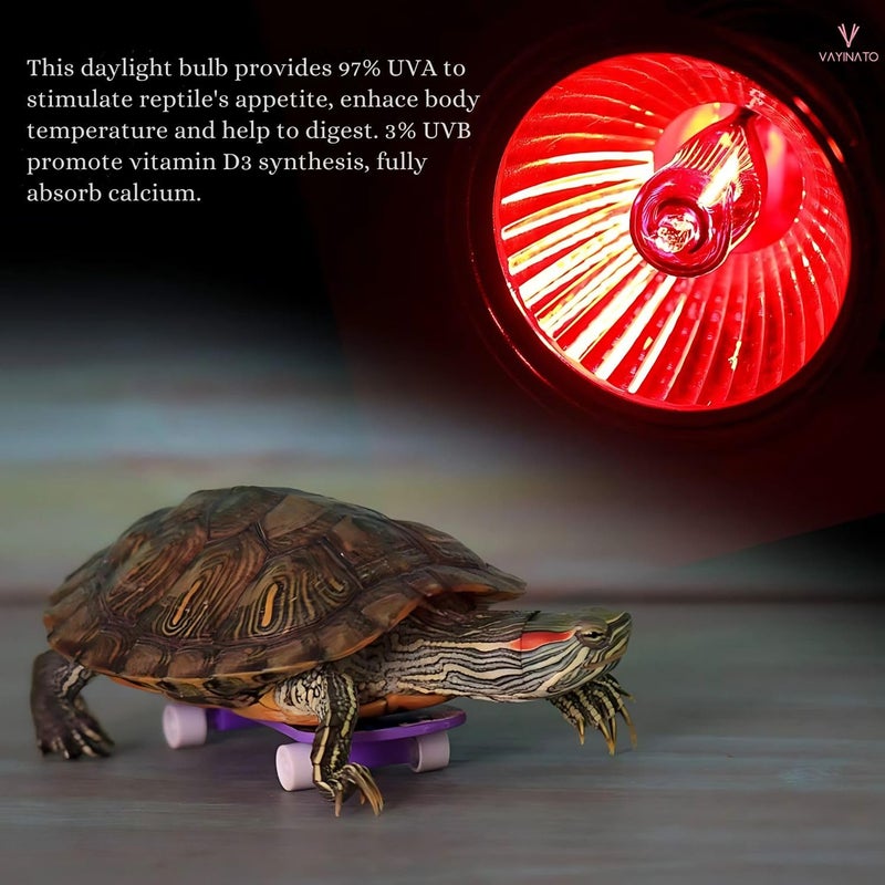 VAYINATO ® 50W Infrared UV Rays (Red) Reptile Turtle Heat Lamp Lights, Night Use UVA UVB Aquarium Bulbs by Petzlifeworld - Image 3