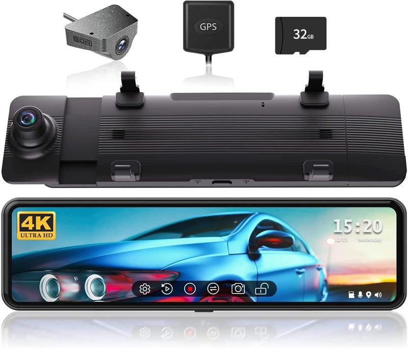 REDTIGER T700 Rear View Mirror Camera 11in UHD 4K Front and 1080P Rear Dual Cameras with GPS and Night Vision - Image 1