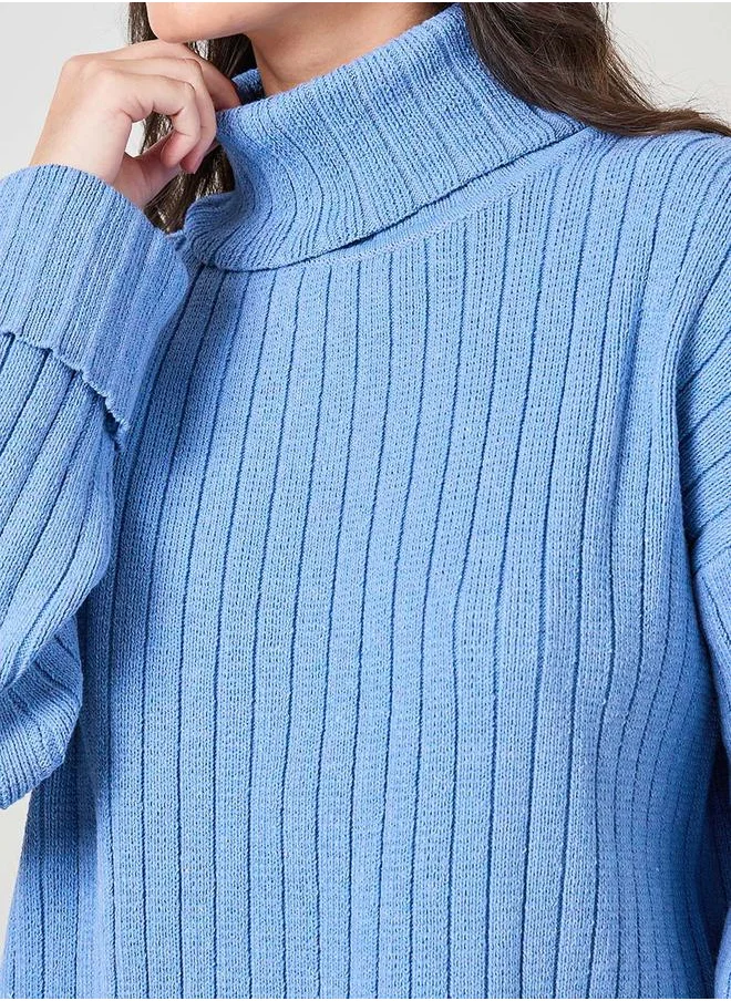 Styli Ribbed Boxy Fit Turtle Neck Sweater
