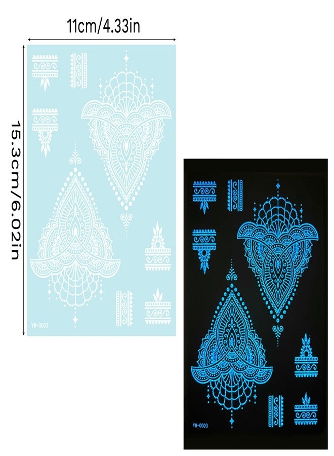 IVICOO Glow in The Dark Fake Tattoos 12 Sheets Temporary Tattoos Adult Waterproof Long Lasting - Image 3