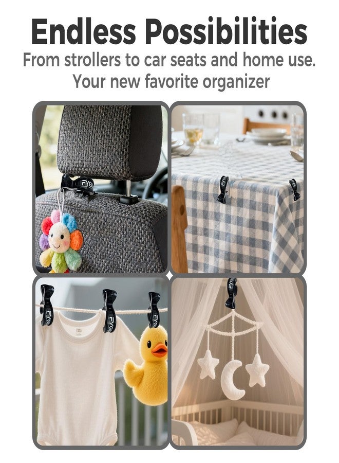 FYGL Universal Stroller Clips | 4PCS Multiuse Fasteners for Pram Toys, Sun Shades, and Blankets - Grey - Image 5