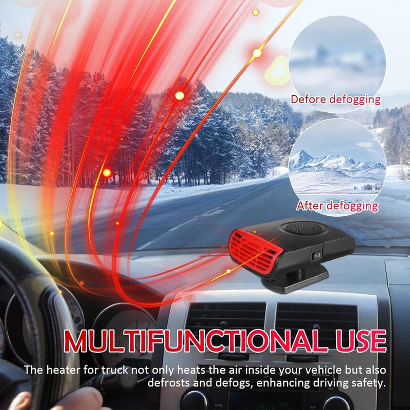 Car Heater, 12V 150W Car Defroster and Cooling Fan, Portable Car Heater, 2 in1 Heating/Cooling Outlet Plug in Cigarette Lighter Automobile Windscreen Fan for Winter and Wet Weather - Image 4