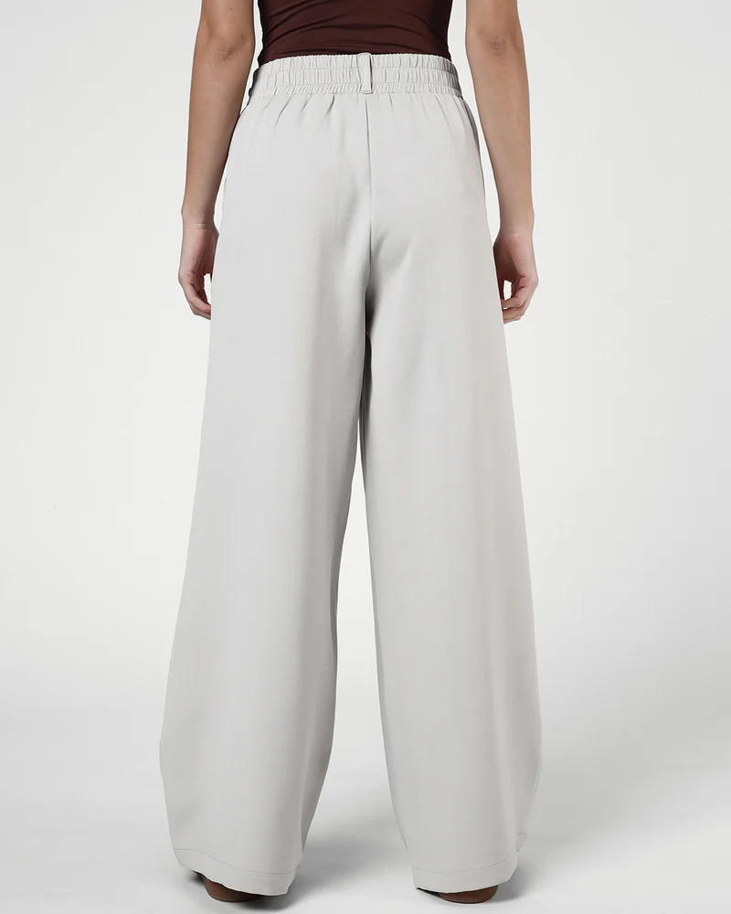 bewakoof  Women's Light Grey Korean Pants for Women | Best Price UAE