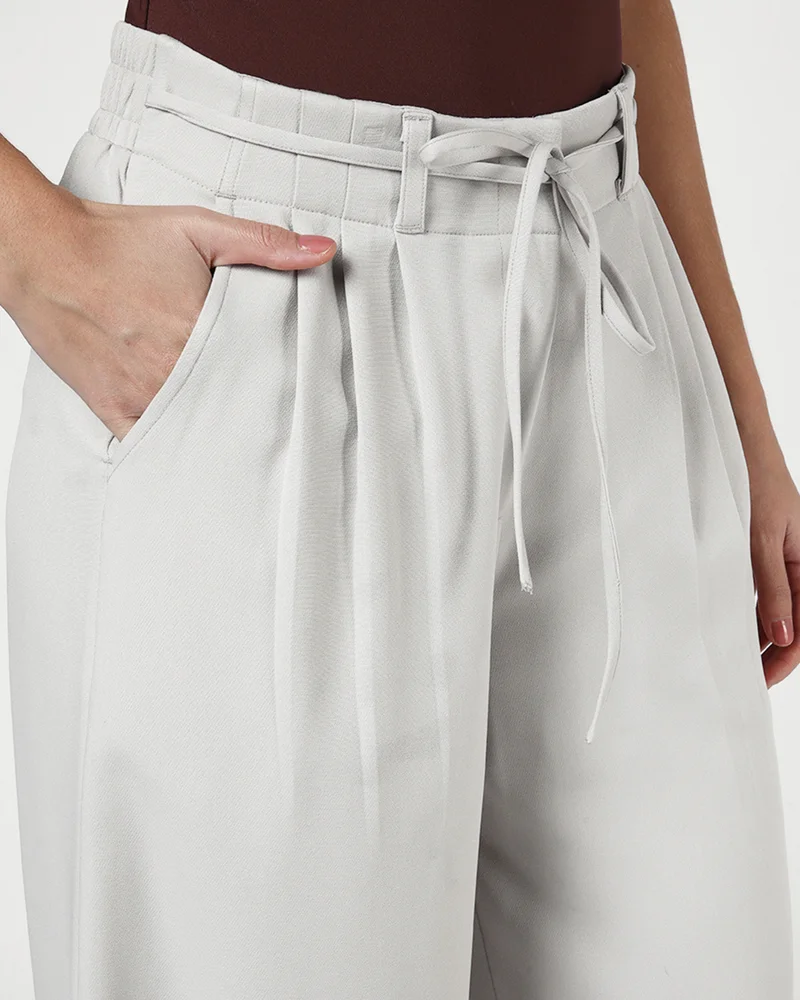 bewakoof  Women's Light Grey Korean Pants for Women | Best Price UAE