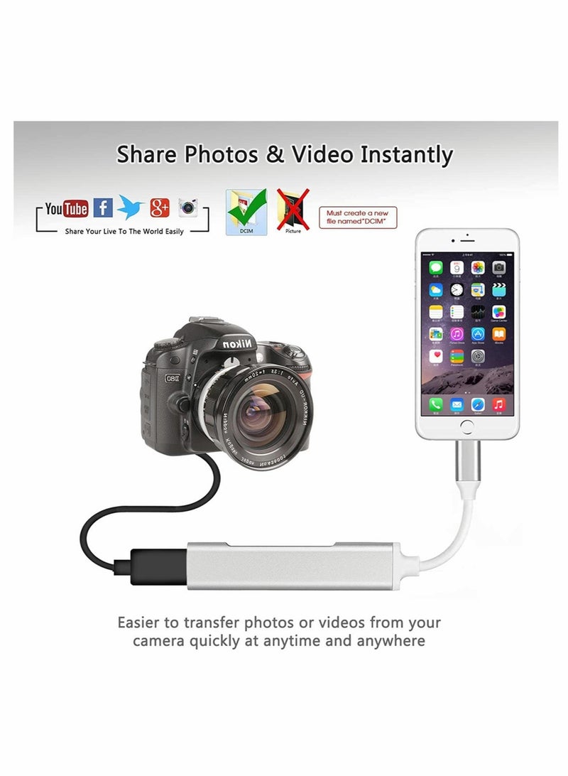 Excefore Dual USB3 Camera Adapter, 3 in 1 iOS to USB 3.0 OTG Adapter with Fast Charging Port, Compatible with IOS/Supports Flash Drive, Card Reader, Midi Keyboard, Mouse  - Image 3