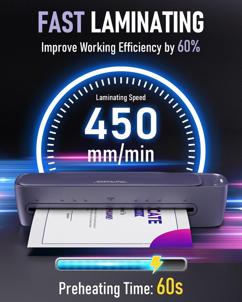 Laminator Machine Wide Thermal Lamination 9 in 1 Cold Hot A3 Laminating Machine for Teacher Personal, 60s Warm-Up No Jam laminator Machine 11x17 with 30 Laminating Sheets for Home Office Use - Image 2