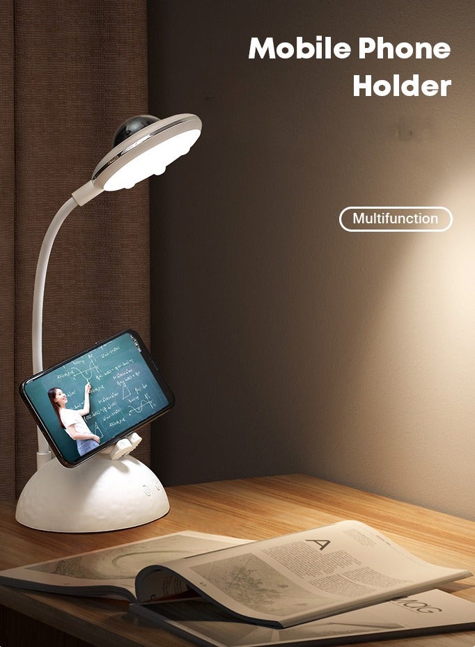 مصباح طاولة رائد فضاء متعدد الوظائف من النوع C للشحن LED لحماية العين وتعلم سطح المكتب وضوء ليلي إسقاطي وإضاءة جو مع تعتيم مستمر وحامل هاتف محمول - Image 2