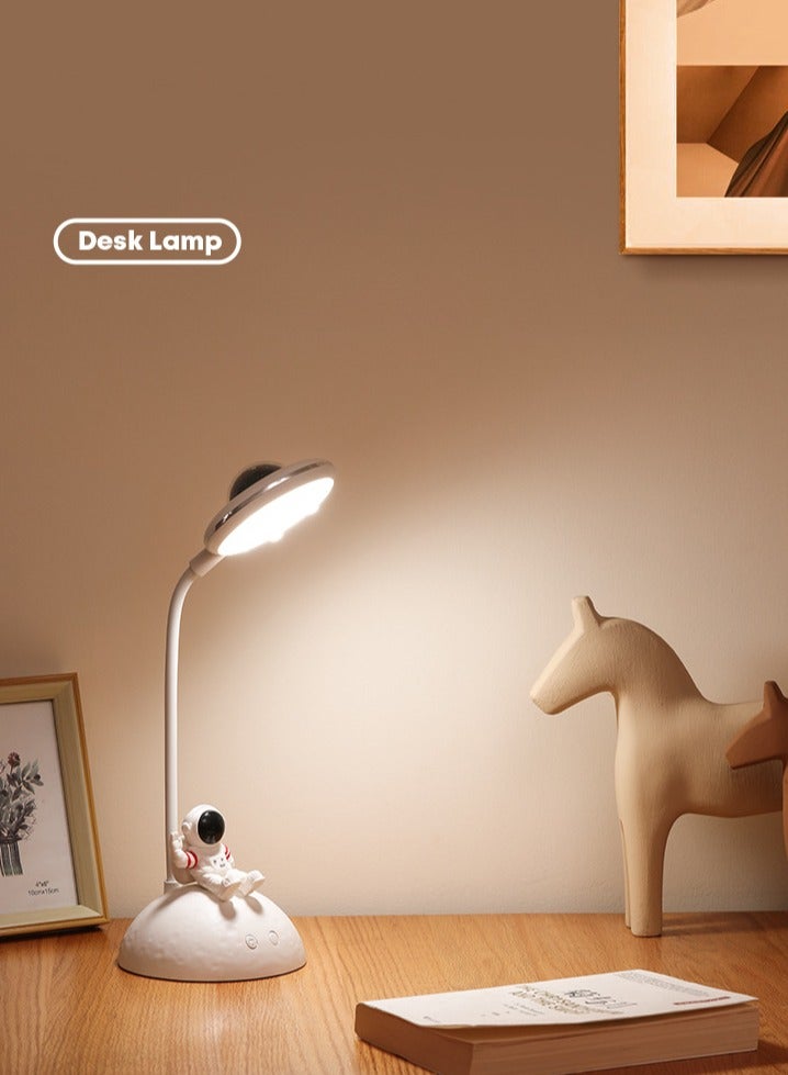 مصباح طاولة رائد فضاء متعدد الوظائف من النوع C للشحن LED لحماية العين وتعلم سطح المكتب وضوء ليلي إسقاطي وإضاءة جو مع تعتيم مستمر وحامل هاتف محمول - Image 4
