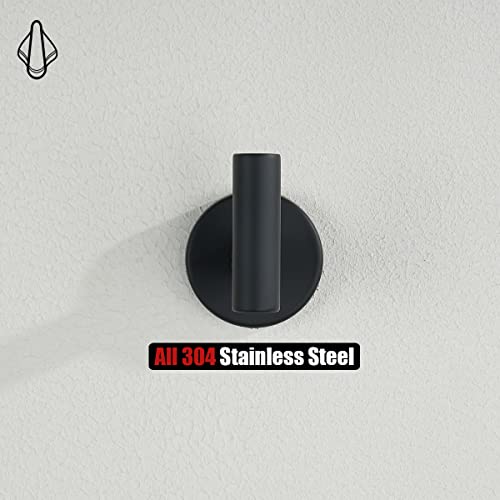 JQK Black Bathroom Towel Hook, Coat Robe Clothes Hook for Bathroom Kitchen Garage Wall Mounted (2 Pack), 304 Stainless Steel Matte Black, TH100-PB-P2 - Image 5