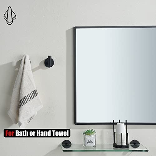 JQK Black Bathroom Towel Hook, Coat Robe Clothes Hook for Bathroom Kitchen Garage Wall Mounted (2 Pack), 304 Stainless Steel Matte Black, TH100-PB-P2 - Image 4