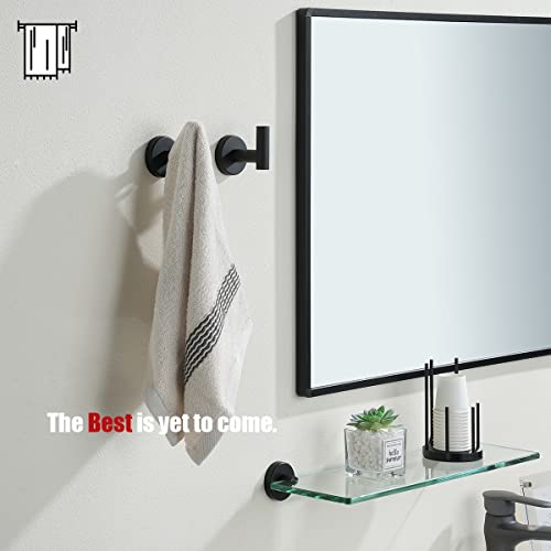 JQK Black Bathroom Towel Hook, Coat Robe Clothes Hook for Bathroom Kitchen Garage Wall Mounted (2 Pack), 304 Stainless Steel Matte Black, TH100-PB-P2 - Image 3