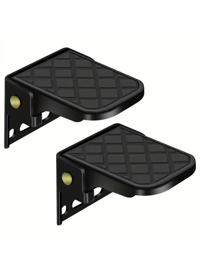 2Pcs Heavy Duty Folding Truck Bed Step Non Slip Surface Compact Storage Reinforced Frame - Image 1