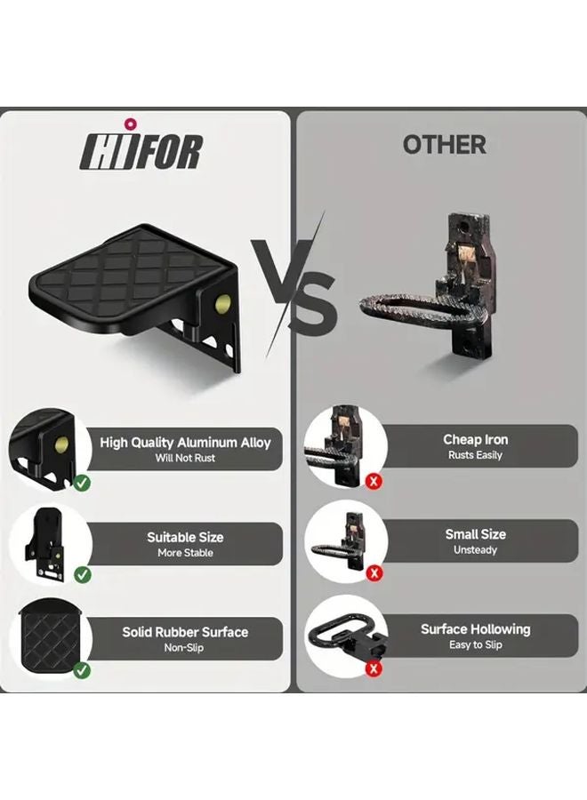 2Pcs Heavy Duty Folding Truck Bed Step Non Slip Surface Compact Storage Reinforced Frame - Image 4