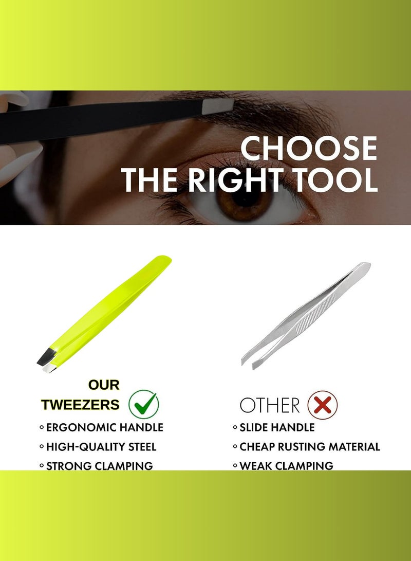 RCler lab. Professional Stainless Steel Eyebrow Tweezers – Precision Slanted Tip for Perfect Hair Removal, Durable & Sharpenable Design, for Men & Women, 2 pcs - Image 5