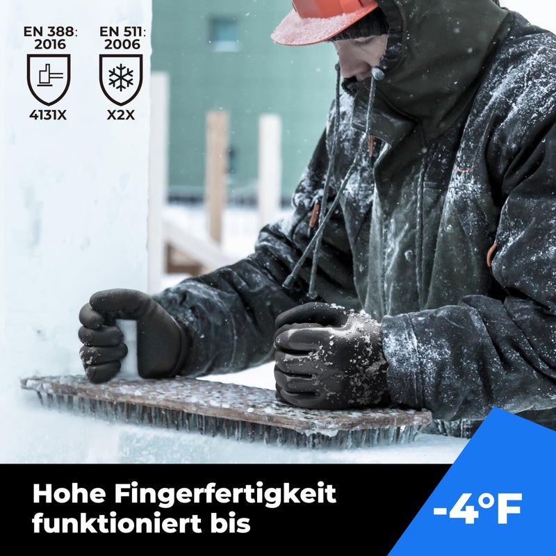 toolant Waterproof Gloves for Men and Women, Freezer Gloves with Grip, Double Nitrile Dipped for Extreme Oil Repellent, for Construction, Mechanics, Mining, Plumbing, Black, Large - Image 2