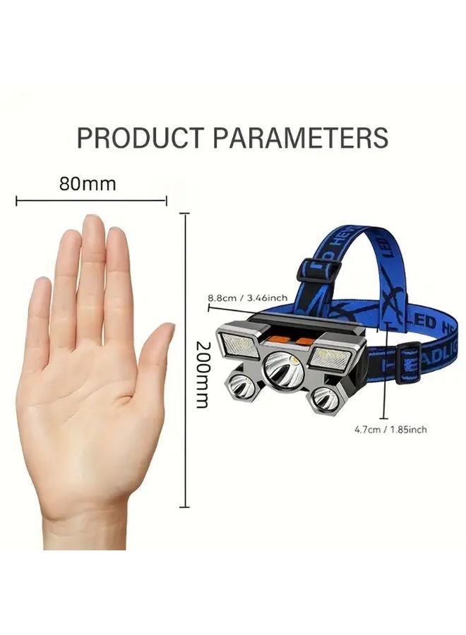 6pcs Hands Free Headlamp 5LED USB Rechargeable 400mAh Adjustable Beam Lightweight - Image 5