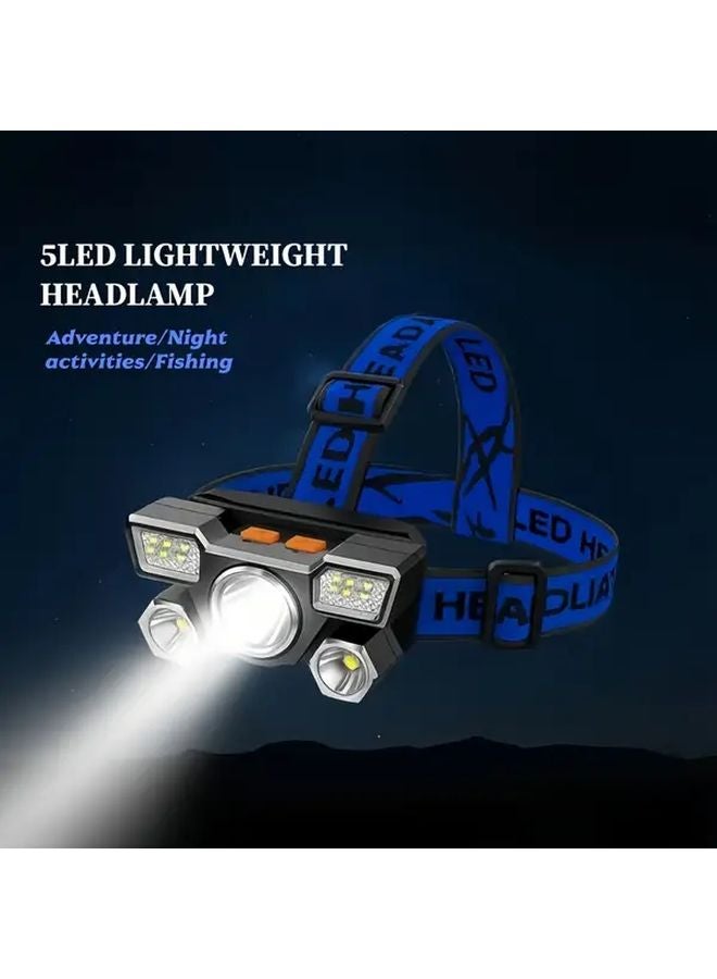 6pcs Hands Free Headlamp 5LED USB Rechargeable 400mAh Adjustable Beam Lightweight - Image 3