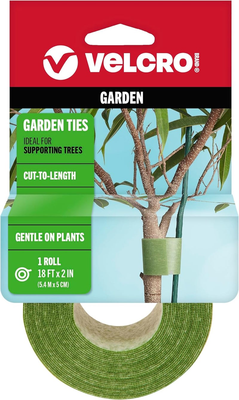 Velcro Brand ONE-WRAP Ties | Tree and Plant Supports for Effective Growing | Strong Gardening Grips are Reusable and Adjustable | Cut-to-Length, 18 ft x 2 in, Green-Recycled Plastic - Image 1