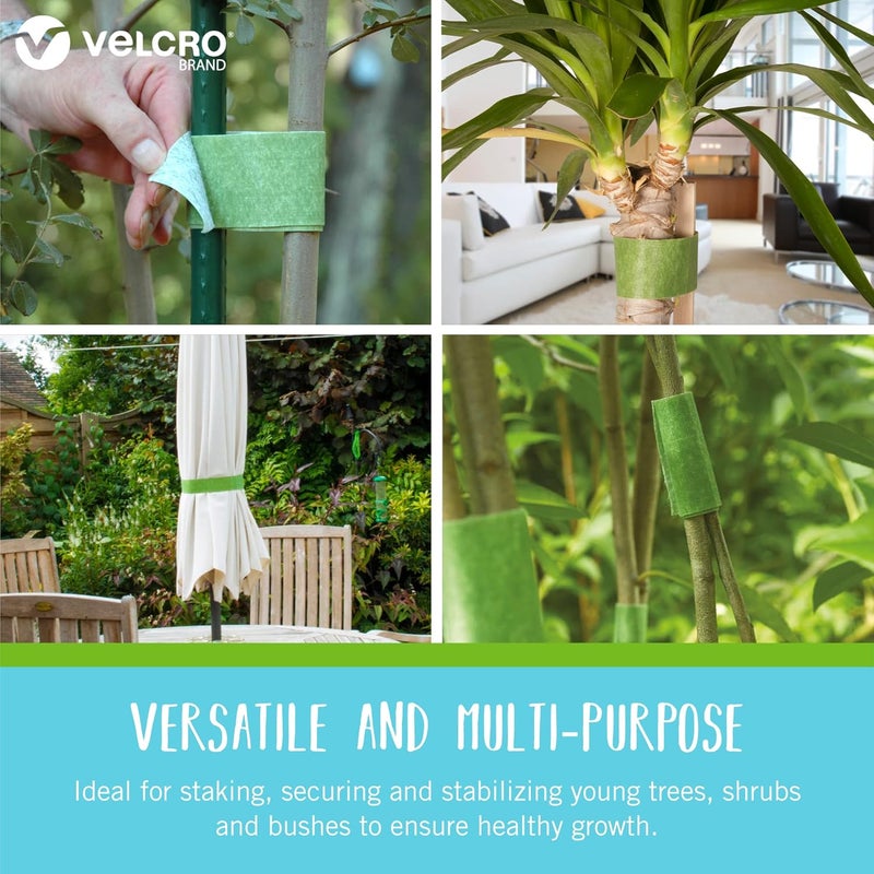 Velcro Brand ONE-WRAP Ties | Tree and Plant Supports for Effective Growing | Strong Gardening Grips are Reusable and Adjustable | Cut-to-Length, 18 ft x 2 in, Green-Recycled Plastic - Image 2
