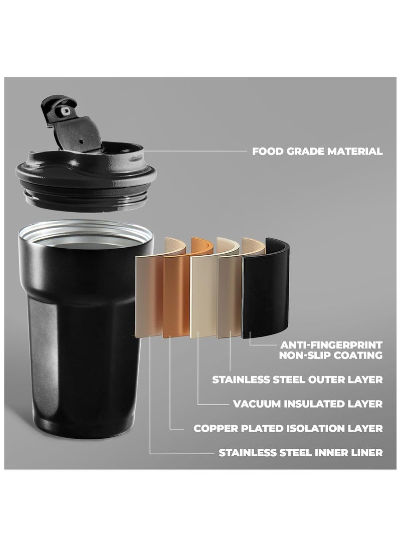 آنا 450 مل إبداعي محمول كأس القهوة بغطاء مزدوج من الفولاذ المقاوم للصدأ 304 - Image 3