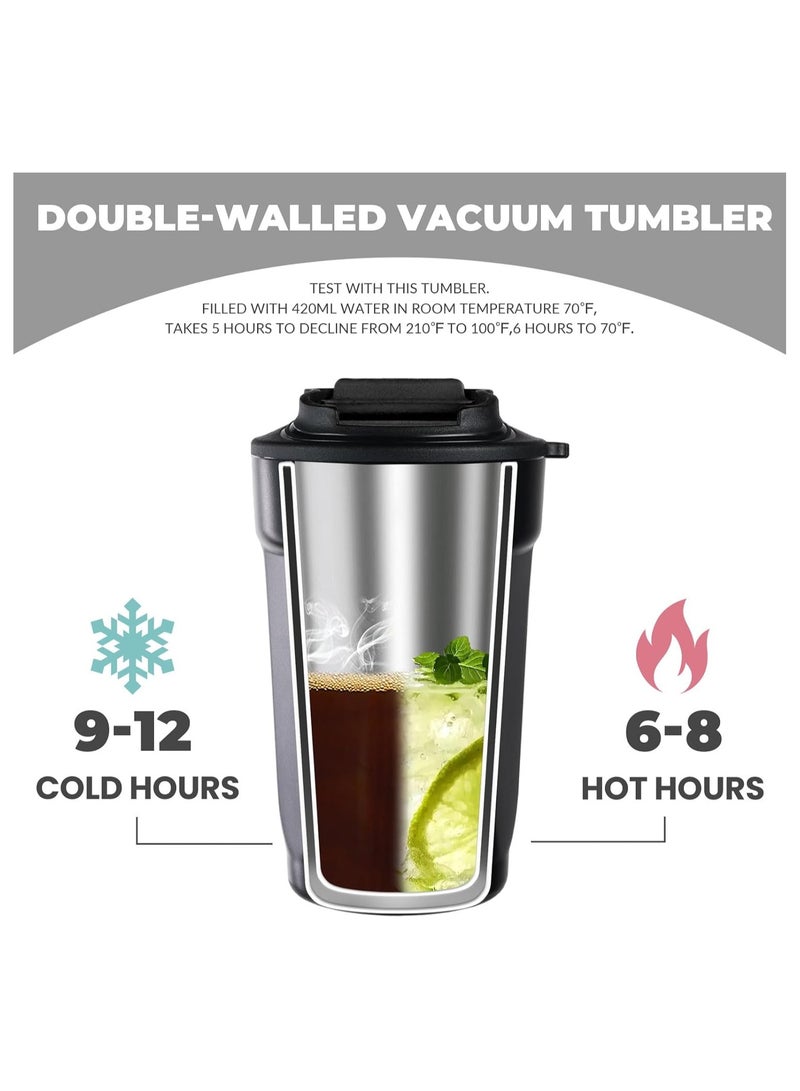 آنا 450 مل إبداعي محمول كأس القهوة بغطاء مزدوج من الفولاذ المقاوم للصدأ 304 - Image 4