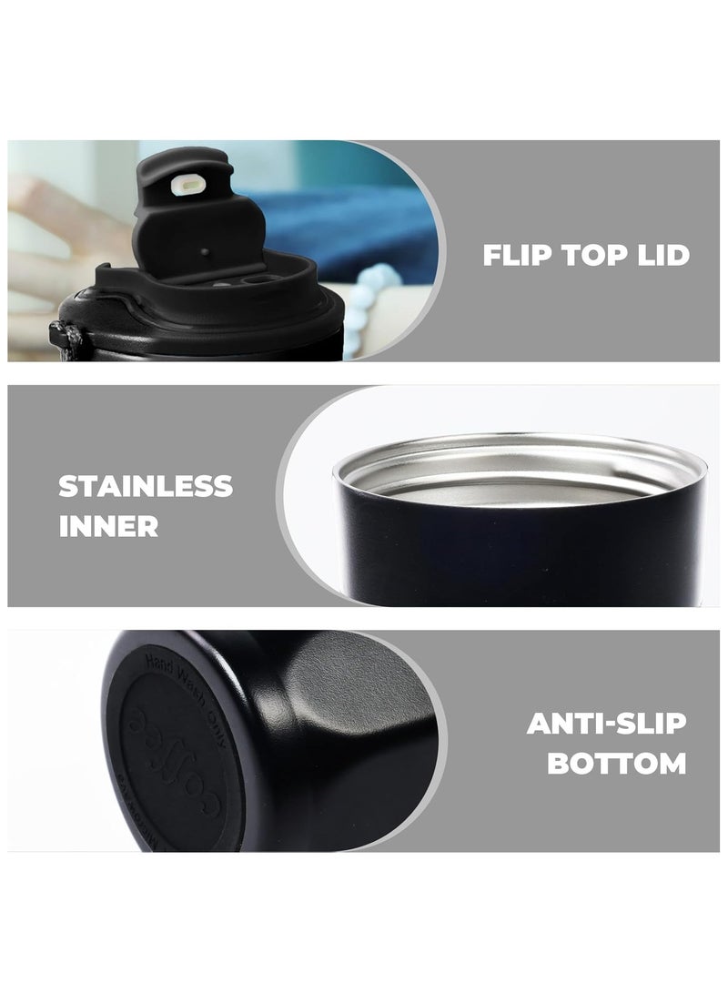 آنا 450 مل إبداعي محمول كأس القهوة بغطاء مزدوج من الفولاذ المقاوم للصدأ 304 - Image 5