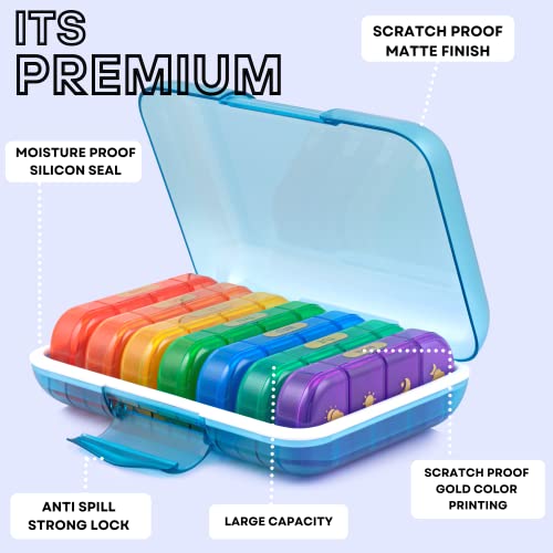 POPCUBE Premium Medicine organizer Box- Waterproof Weekly Medicine organizer- Medicine Box for home, 7 days tablet organizer For Home-Large Pill Organizer Box Case (Multicolor, 4 Compartment) - Image 3