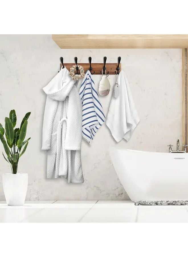 5 Hooks Rustic Farmhouse Coat Rack Recycled Wood Wall Mounted Entryway Hanger - Image 5