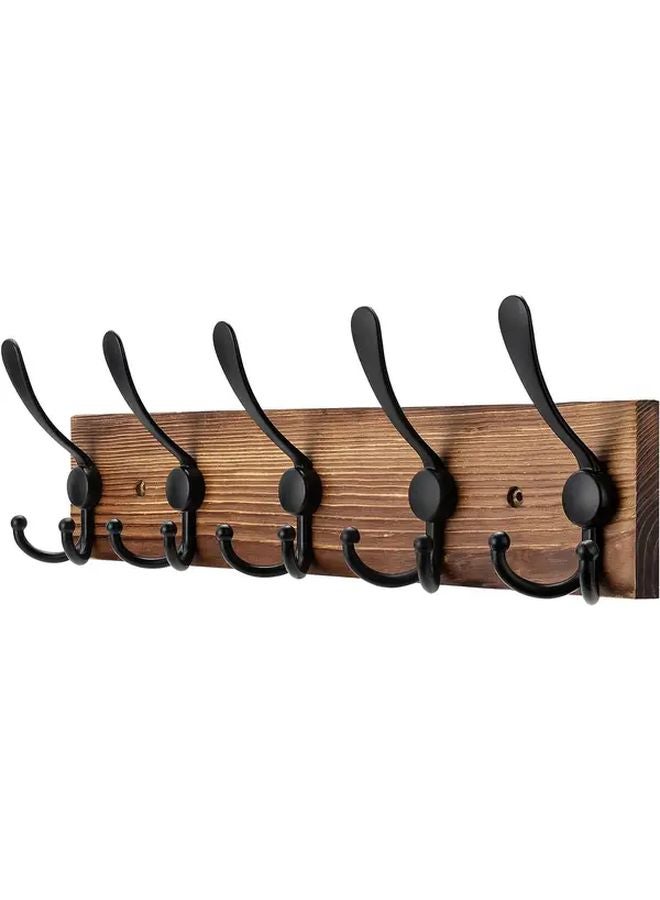 5 Hooks Rustic Farmhouse Coat Rack Recycled Wood Wall Mounted Entryway Hanger - Image 2