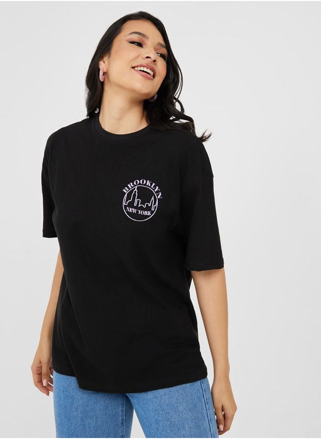 Oversized Embroidered Brooklyn Slogan Longline T-Shirt - pzsku/Z6BEA46538581AEE18B83Z/45/_/1723636334/cbc17c84-ad54-49cc-8c6c-dd23edbb8b83