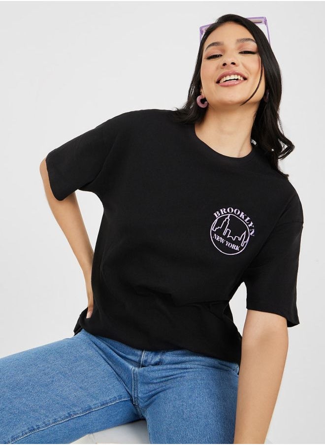 Oversized Embroidered Brooklyn Slogan Longline T-Shirt - pzsku/Z6BEA46538581AEE18B83Z/45/_/1723636442/8b53d73c-0523-43bd-8588-570e3a1e841c
