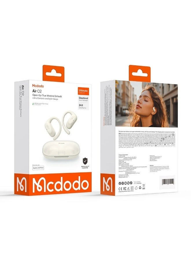 مكدودو سماعات Mcdodo OWS بتصميم Open Wear Stereo من سلسلة Air O2 – سماعات بلوتوث لاسلكية TWS مفتوحة للمكالمات والموسيقى – بيج (HP-8051) - Image 4