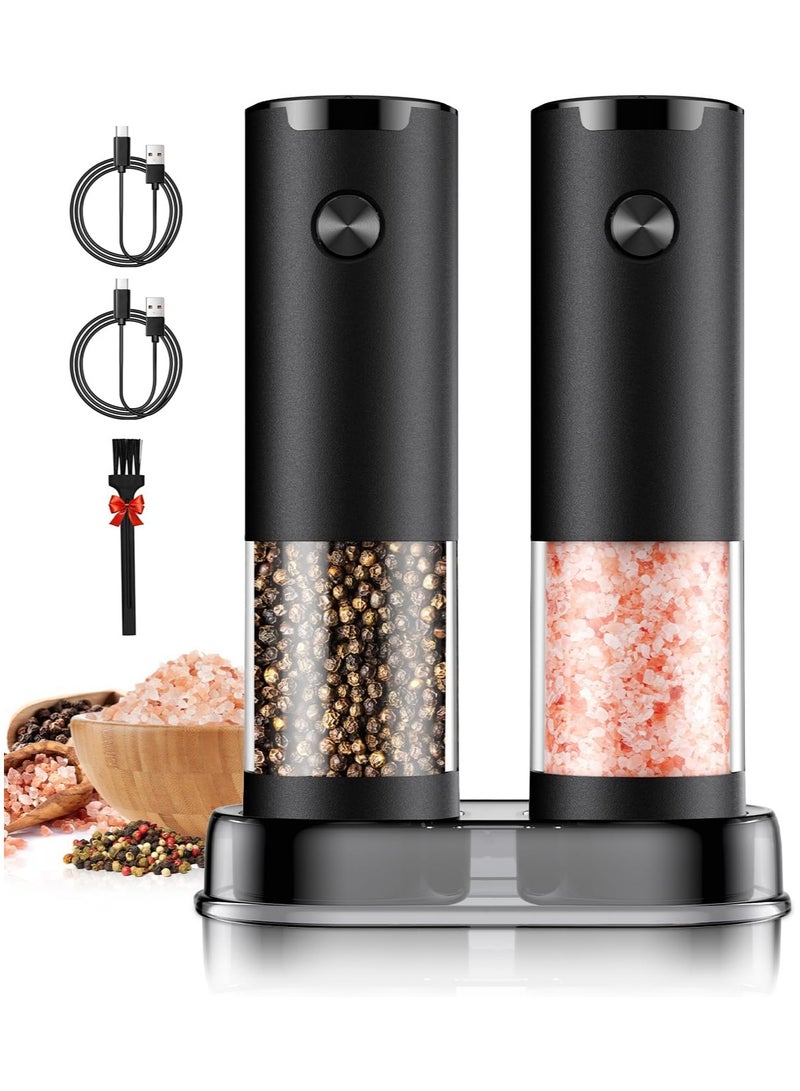 أوزيغالور طاحونة ملح وفلفل كهربائية مع ضوء LED - مجموعة من 2 قطعة، طاحونة أوتوماتيكية قابلة لتعديل النعومة وسعة كبيرة - تعمل بالبطارية - Image 1