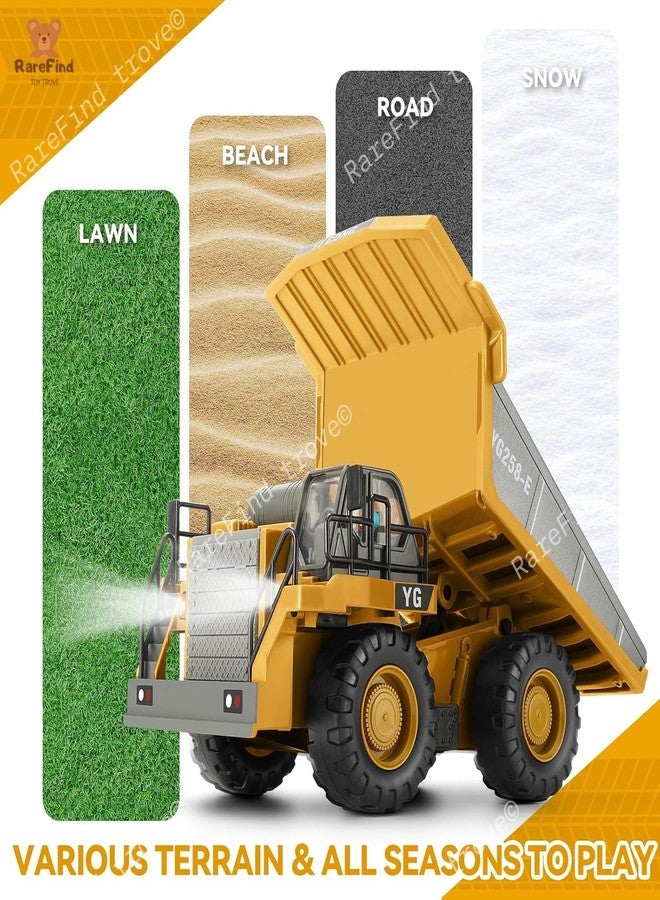 RareFind trove Metal RC Truck Toy - 9-Channel Remote Control Construction Vehicle Dumping Truck with Lights & Sounds, 2.4GHz Rechargeable Toy for Kids Ages 3+ Battery&Remote Included for Kids,Yellow - Image 2