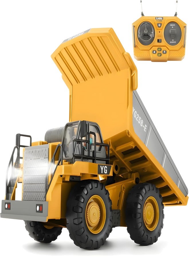 RareFind trove Metal RC Truck Toy - 9-Channel Remote Control Construction Vehicle Dumping Truck with Lights & Sounds, 2.4GHz Rechargeable Toy for Kids Ages 3+ Battery&Remote Included for Kids,Yellow - Image 1