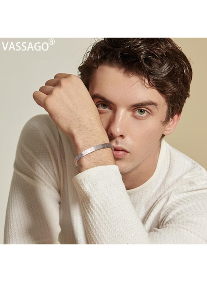 جوليا ستور مجوهرات إسلامية مطلية بالذهب الأبيض عيار 18 قيراطًا من الفولاذ المقاوم للصدأ 316L هدايا مجوهرات إسلامية أساور ذهبية من الله وأساور آية الكرسي العربية للنساء والرجال هدايا عيد رمضان ورأس السنة الجديدة - Image 5