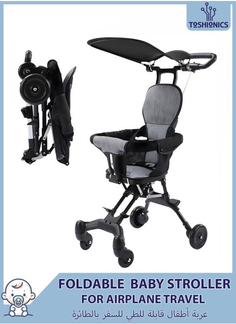 Lightweight Baby Stroller for Airport Travel Compact and Foldable Toddler Pushchair Cart with Adjustable Handles Reclining Backrest Perfect for Airplane Travel Road Trips Shopping Walking Stroller Cart for Infants and Toddlers