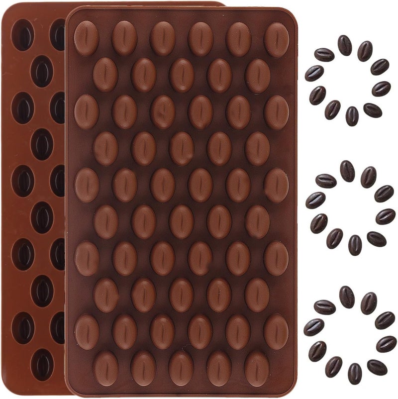 YIMINGMOLD 55 Cavity Mini Coffee Beans Silicone Candy Mold Coffee Bean Shaped Candy Mold For DIY Cake Decoration Set of 2 - Image 1