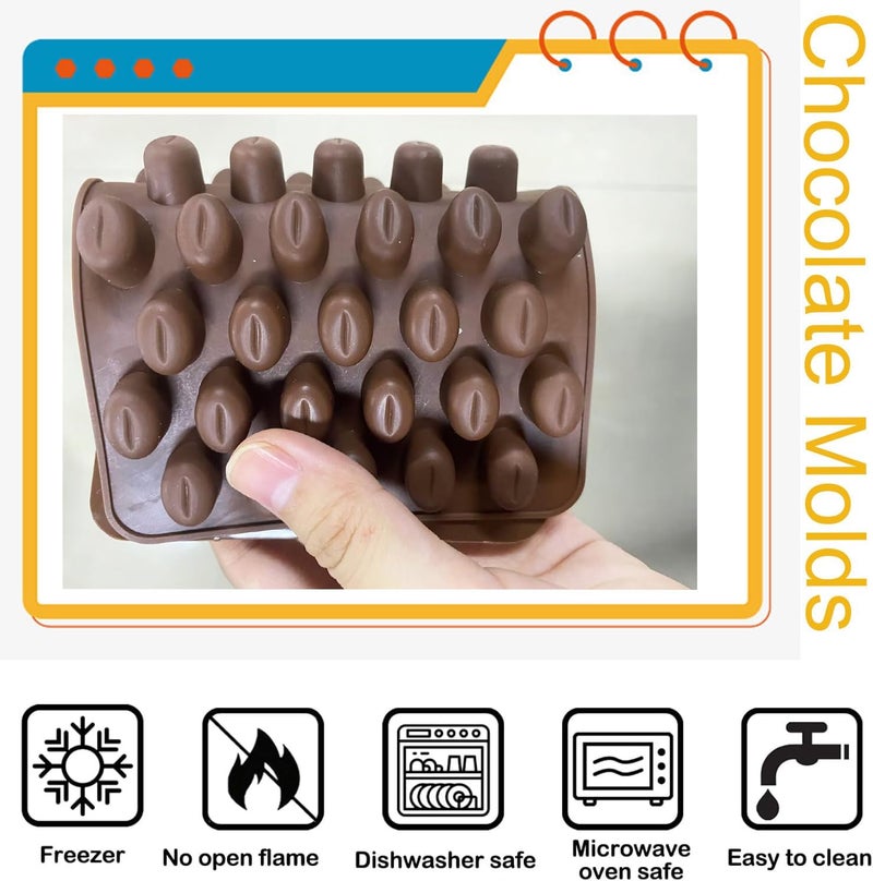YIMINGMOLD 55 Cavity Mini Coffee Beans Silicone Candy Mold Coffee Bean Shaped Candy Mold For DIY Cake Decoration Set of 2 - Image 3