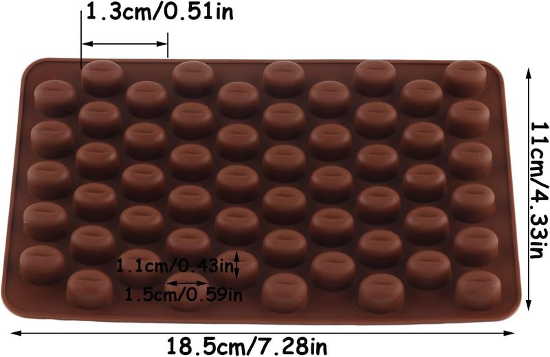 YIMINGMOLD 55 Cavity Mini Coffee Beans Silicone Candy Mold Coffee Bean Shaped Candy Mold For DIY Cake Decoration Set of 2 - Image 2